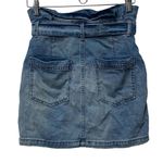 Free People Splendor In The Grass Paper Bag Tie Denim Mini Skirt Size 0 Photo 2