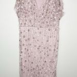 Mac Duggal  94117 Vintage Lilac Floral Appliqué Beaded Cocktail Sheath Dress 16 Photo 3