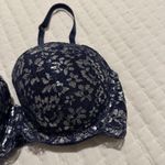 Victoria's Secret Victoria’s Secret Body By Victoria Blue Silver Metallic Lined Demi Bra 32DD Photo 2