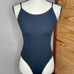 ZARA Trafaluc Black Ribbed Low Cut Open Back Spaghetti Strap Bodysuit Medium Photo 0