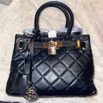 Badgley Mischka Mini Tote Crossbody Bag Black Quilted Padlock New With Tags Photo 3
