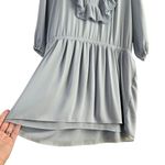 BCBGMAXAZRIA  Kristey Pleated Ruffle Bib Dress in Light Dusty Blue, Size Large‎ Photo 7