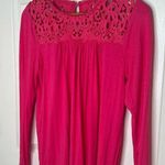 Philosophy Long Sleeve Magenta Pink Blouse Swing Top Lace Crochet Size Small Photo 2