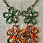 Green and orange flower beaded necklace Photo 3