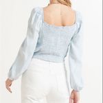 Cloth & Stone Square Neck Smocked Back Denim Color Blouse, Size L Photo 1