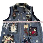 Vintage OHI Ugly Christmas Sweater Vest Patchwork Granny Cottage Womens Medium Blue Photo 2