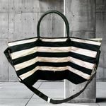 Victoria's Secret  Black and White Striped Tote Bag Photo 1