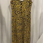 Dana Buchman Bright vintage 90’s yellow black leopard silk button front maxi dress taxi beep🚕 Photo 13