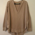 We The Free  Pink V-neck Thermal Henley Top Oversized Lounge Women's size Small Photo 0