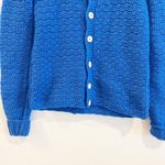 Handmade Handknit Cardigan Women Blue Button Up Crocheted Cottagecore Cute Grannycore Med Photo 2