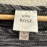 Knox Rose  Sweater Top Knit Ribbed Bell Sleeves Size L Heather Gray Boho Photo 5