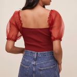 ASTR The Label Darling wine red puff sleeve bodysuit women’s size small Photo 2
