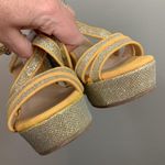 Italina  Platform Slingback Sandals Gold Size 7 Strappy Heels Photo 2