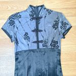 Jay Jacobs Vintage 90s Black Velvet Floral Maxi Dress High Neck Asian Style 5/6 Photo 1