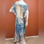 Reba  Blue and Cream Patterned Maxi Dress Size Large. E55 Photo 11