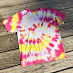Hanes PINK AND YELLOW SWIRL TIE DYE T-SHIRT Photo 1