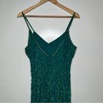 Laurence Kazar Vintage 100% Silk Green Beaded Sequin Gown Size Large Photo 5
