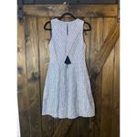 J. Crew Womens Chevron Striped Fit & Flare Linen Mini Dress Cut Out Back Blue Size 8 Photo 3