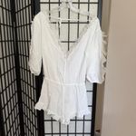 White Asymmetrical Puff Sleeve Bodysuit for sleeping or lounging Photo 2