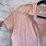 We The Free Free People  Shirt Womens Large Pink Short Sleeve Knit Polo V Neck Photo 2