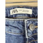 ZARA  Women’s Skinny Stretch Blue Jeans Size 30 Patch “Regret Nothing” Photo 5