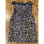 Teri Jon by Rickie Freeman Jaquard Stripe Off the Shoulder Sheath midi Dress 10 Blue Photo 4