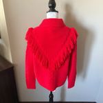 Tuckernuck  Wool Sweater Red Fringe Colorful Chunky Size Medium NWT Photo 4