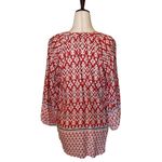 BeachLunchLounge Beach Lunch‎ Lounge Red Sonya Print Long Sleeve Peasant Blouse Size Small Photo 4