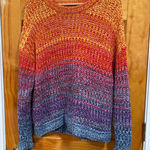 525 America  Multicolor Chunky Knit Ombre Sweater Women’s L Rainbow Knit Photo 0