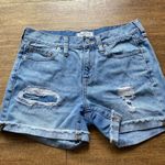 Madewell Denim Boyshorts Rip And Repair Edition Mid-Rise Jean Shorts Size 25 Photo 2