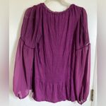 White House | Black Market 🌞 Maroon Embroidered Floral Lace Long Sleeve Blouse #Gr Photo 10