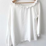 Tibi  Off the Shoulder Ruffle Long Sleeve Top in White Photo 1