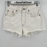 Levi's  Premium 501 Shorts Ivory Cut Off‎ Button Fly Jean Denim Women’s Size 25 Photo 2