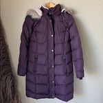 Ralph Lauren  burgundy long down Puffer Jacket faux fur hood Photo 3