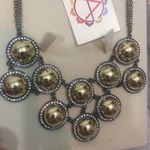 Amrita Singh Gold Gunmetal Crystal Bib Necklace Photo 1