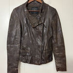 ALLSAINTS  Spitalfields Brown Leather Moto Jacket Size 2 Photo 0