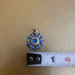 Vintage Gold Tone w/ Blue Jewels Charm, 1/2 inch, Vintage Costume Jewelry Photo 4