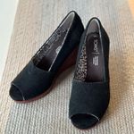 Toms Black High Heel Peep Toe Wedges Sandals Size 8 Photo 5