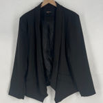 Quince  Blazer Jacket Womens Large Black Stretch Open Front High Low Hem Photo 0