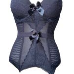 Vintage Corset Bra Lace Bow Black adjustable straps size medium Photo 2