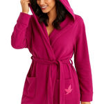 Aerie Hooded Belted Lounge Cardigan Fuchsia Pink Cotton Blend LS XL Cozy Warm Photo 0