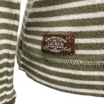 Lauren Ralph Lauren Green Cream Stripe Long Sleeve Tee Size M Faux Suede Patches Size M Photo 1