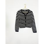 J.Crew Emilie Sweater Lady Jacket in Black Ivory Stripe Knit Cardigan Medium Photo 3
