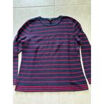 Talbots Sweater Womens PL Blue Red Stripe Nautical Preppy Old Money Timeless Photo 2