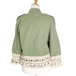 ZARA Tassel Pom Crochet Fringe Boho Utility Jacket Green Size XS Photo 5