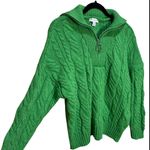 Topshop Green Oversized Collared Cable Knit Quarter Zip Sweater XS Photo 4