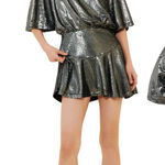 Free People  Manuka Sequin Mini Dress Women's Small Silver Drop Waist Party NWOT Photo 0