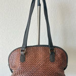 Talbots Brown & Black Leather Woven Shoulder Bag Satchel Hobo Bag Made in Italy Photo 0