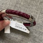 Charming Charlie NWT  Wine Braided Leather Silver Tone Hinged Cuff M Photo 1
