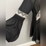 Gianni Bini  Sheer Black‎ Boho Flowy Peasant Top Size Small Embroidered Photo 2